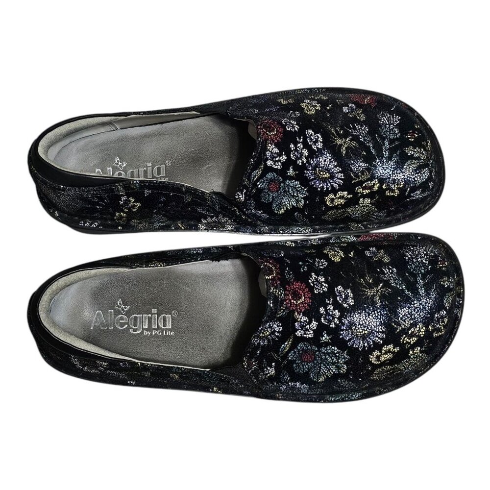 Alegria Debra Herbaceous Black Floral Clog Womens 39 US 9 Shoes Slip-On Nursing - Picture 7 of 10
